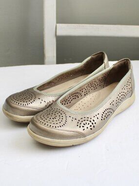 Rockport Gold Daisy Ballet Slip-On Comfort Flats Women's Size 7.5